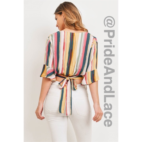 LAST 3️⃣ 🤍IVORY/YELLOW MULTI CROP TOP - Picture 2 of 6